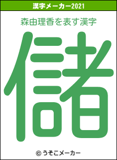 森由理香の2021年の漢字メーカー結果