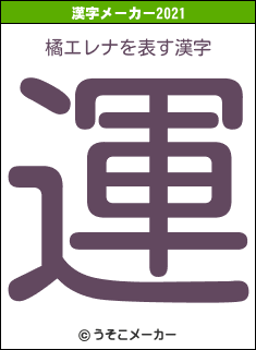橘エレナの2021年の漢字メーカー結果