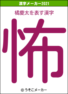 橘慶太の2021年の漢字メーカー結果