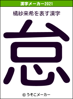 橘紗来希の2021年の漢字メーカー結果