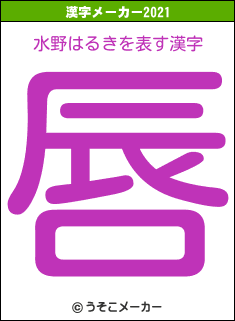 水野はるきの2021年の漢字メーカー結果