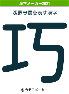 浅野忠信の2021年の漢字メーカー結果