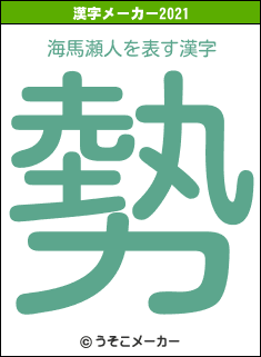 海馬瀬人の2021年の漢字メーカー結果