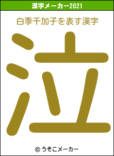白季千加子の2021年の漢字メーカー結果