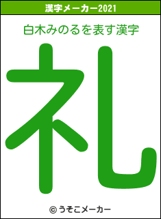 白木みのるの2021年の漢字メーカー結果