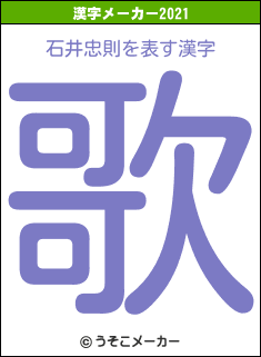 石井忠則の2021年の漢字メーカー結果
