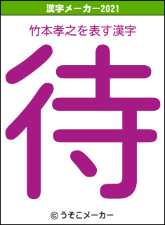 竹本孝之の2021年の漢字メーカー結果