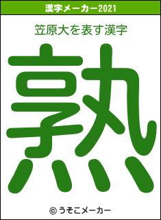 笠原大の2021年の漢字メーカー結果