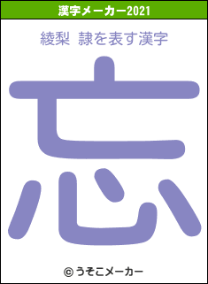 綾梨 隷の2021年の漢字メーカー結果