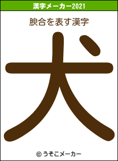 腴合の2021年の漢字メーカー結果