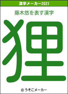 藤木悠の2021年の漢字メーカー結果
