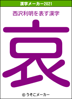 西沢利明の2021年の漢字メーカー結果