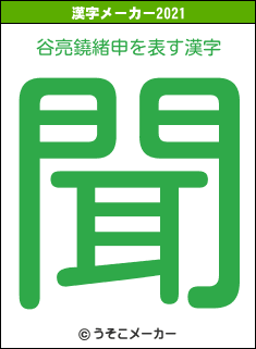 谷亮鐃緒申の2021年の漢字メーカー結果