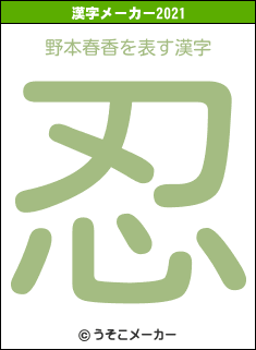 野本春香の2021年の漢字メーカー結果