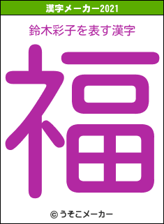 鈴木彩子の2021年の漢字メーカー結果