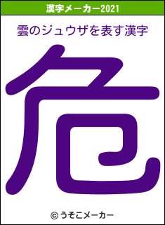 雲のジュウザの2021年の漢字メーカー結果