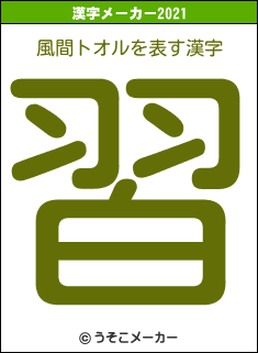風間トオルの2021年の漢字メーカー結果