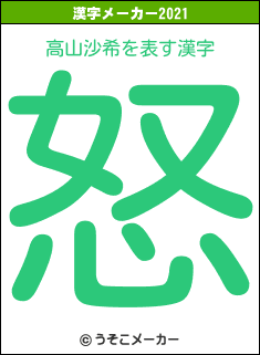 高山沙希の2021年の漢字メーカー結果