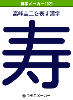 高峰圭二の2021年の漢字メーカー結果