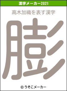 高木加織の2021年の漢字メーカー結果