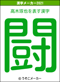 高木琢也の2021年の漢字メーカー結果