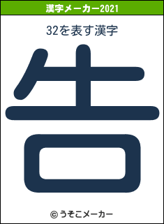 32の2021年の漢字メーカー結果