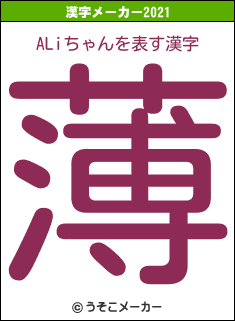 ALiちゃんの2021年の漢字メーカー結果