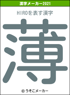 HIROの2021年の漢字メーカー結果