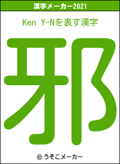 Ken Y-Nの2021年の漢字メーカー結果