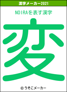 NOIRAの2021年の漢字メーカー結果