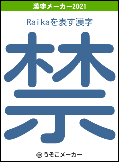 Raikaの2021年の漢字メーカー結果