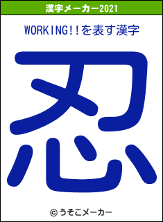 WORKING!!の2021年の漢字メーカー結果