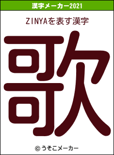 ZINYAの2021年の漢字メーカー結果