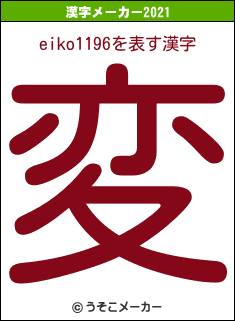 eiko1196の2021年の漢字メーカー結果
