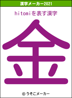 hitomiの2021年の漢字メーカー結果
