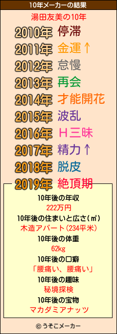 湯田友美の10年メーカー結果