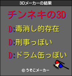 チンネキの3Dメーカー結果