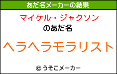 マイケル・ジャクソンのあだ名メーカー結果