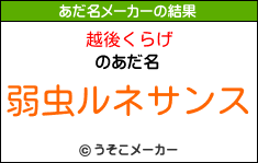 越後くらげのあだ名メーカー結果