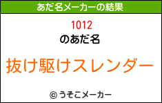 1012のあだ名メーカー結果