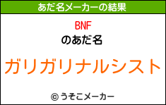 BNFのあだ名メーカー結果