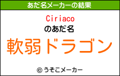 Ciriacoのあだ名メーカー結果