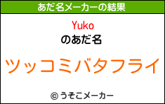 Yukoのあだ名メーカー結果