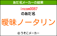 incom0087のあだ名メーカー結果