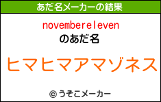 novemberelevenのあだ名メーカー結果