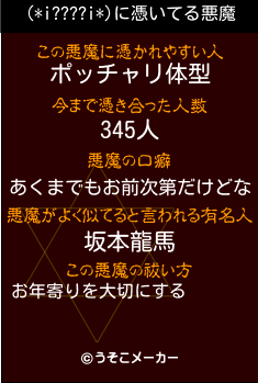 (*i????i*)の悪魔祓いメーカー結果