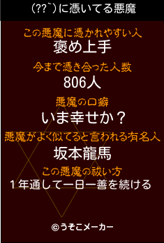 (??`)の悪魔祓いメーカー結果