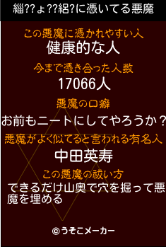 緇??ょ??絽?の悪魔祓いメーカー結果