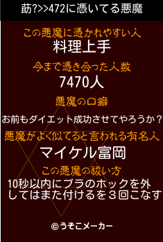 莇?>>472の悪魔祓いメーカー結果