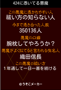 424の悪魔祓いメーカー結果